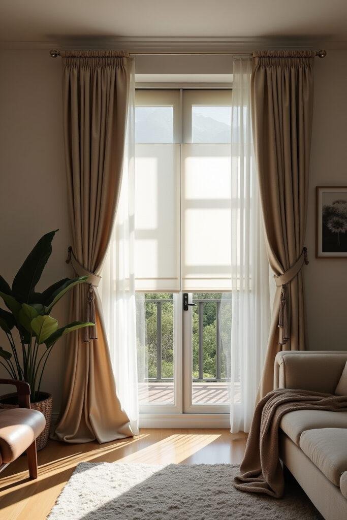 Elegant living room with stylish window blinds providing privacy and natural light