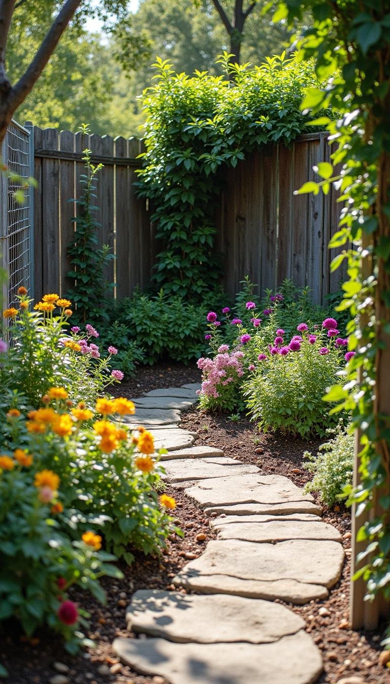 Affordable wire mesh garden fence with flowering plants and lush garden scenery