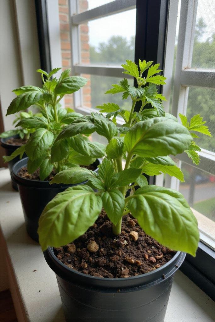 Beginner-friendly herb garden on balcony featuring basil, mint, and parsley in pots