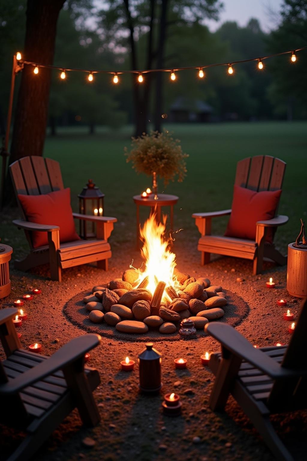 Outdoor patio with firepit and spiritual decor for meaningful outdoor experiences