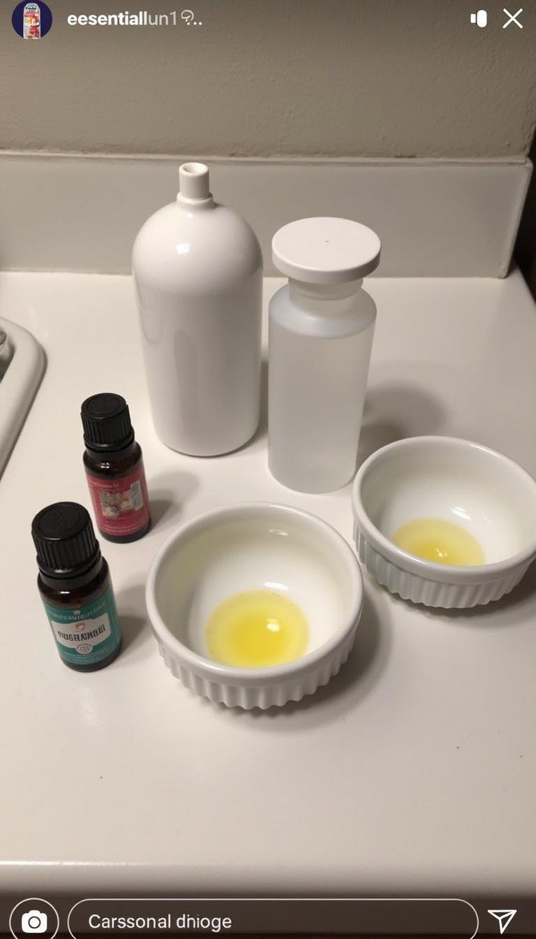 DIY diffuser and roller recipe setup with essential oils and blending tools for stress relief