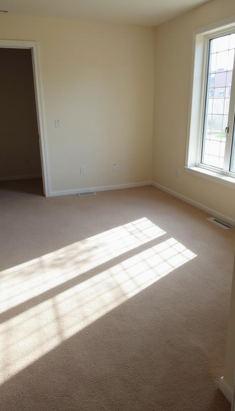 Living room with a clean, fresh-smelling carpet after applying homemade deodorizer powder