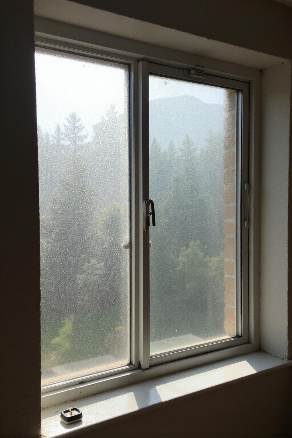 Bright sunlight shining through a spotless, streak-free window, showcasing cleanliness