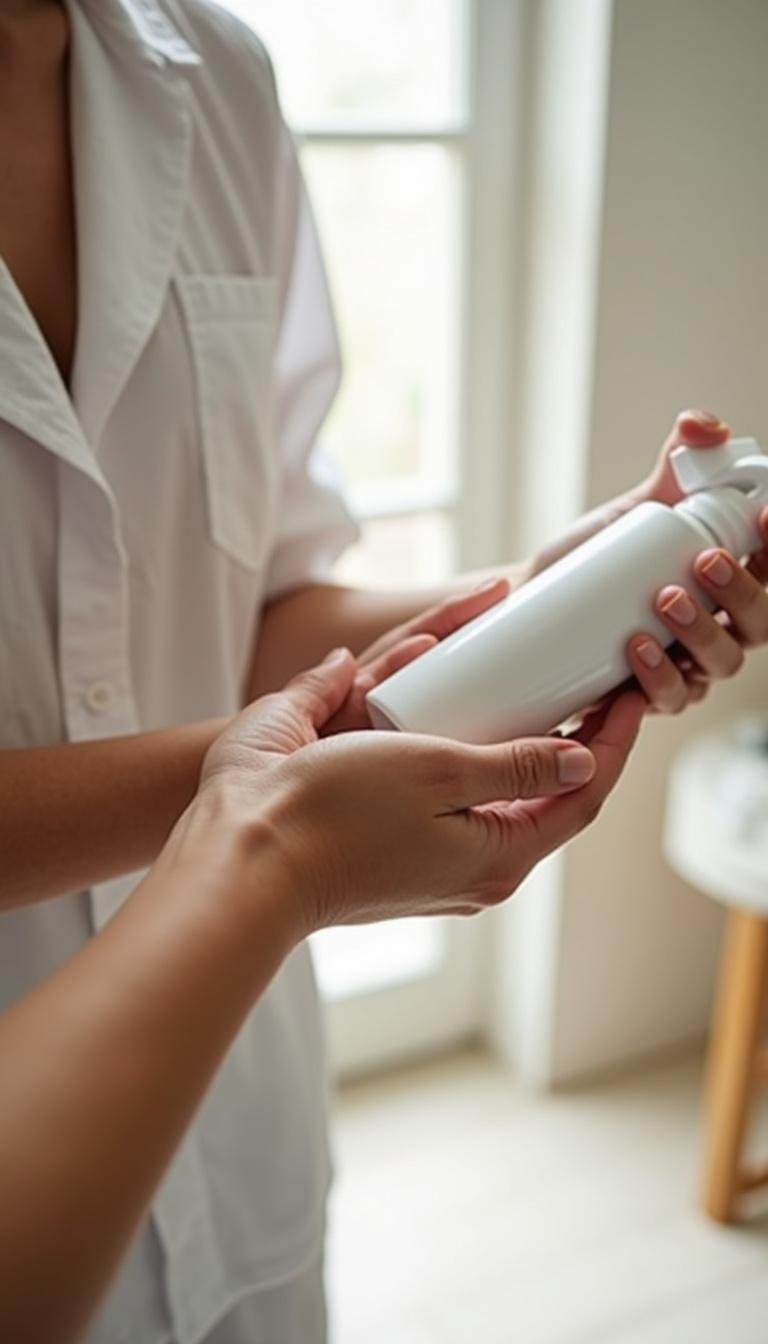 Person gently applying homemade magnesium lotion to their skin