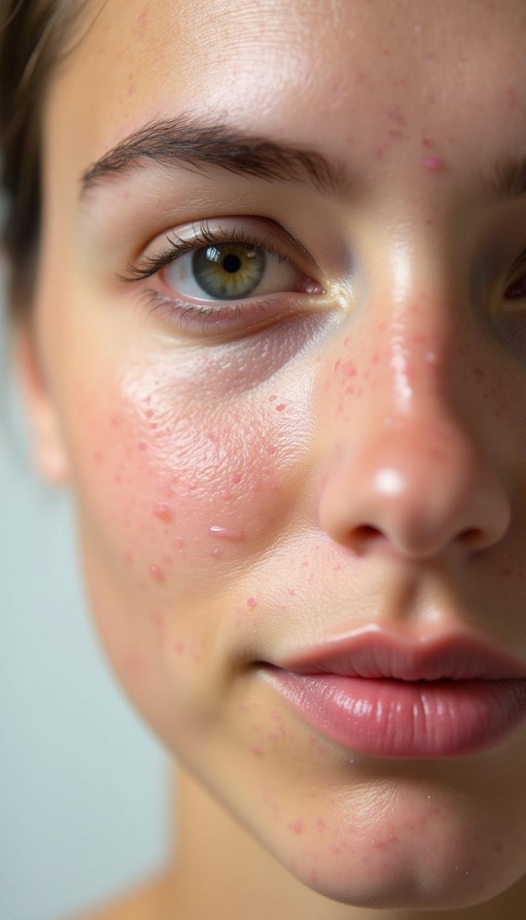 Close-up of flawless skin post-treatment with natural DIY pimple remedy