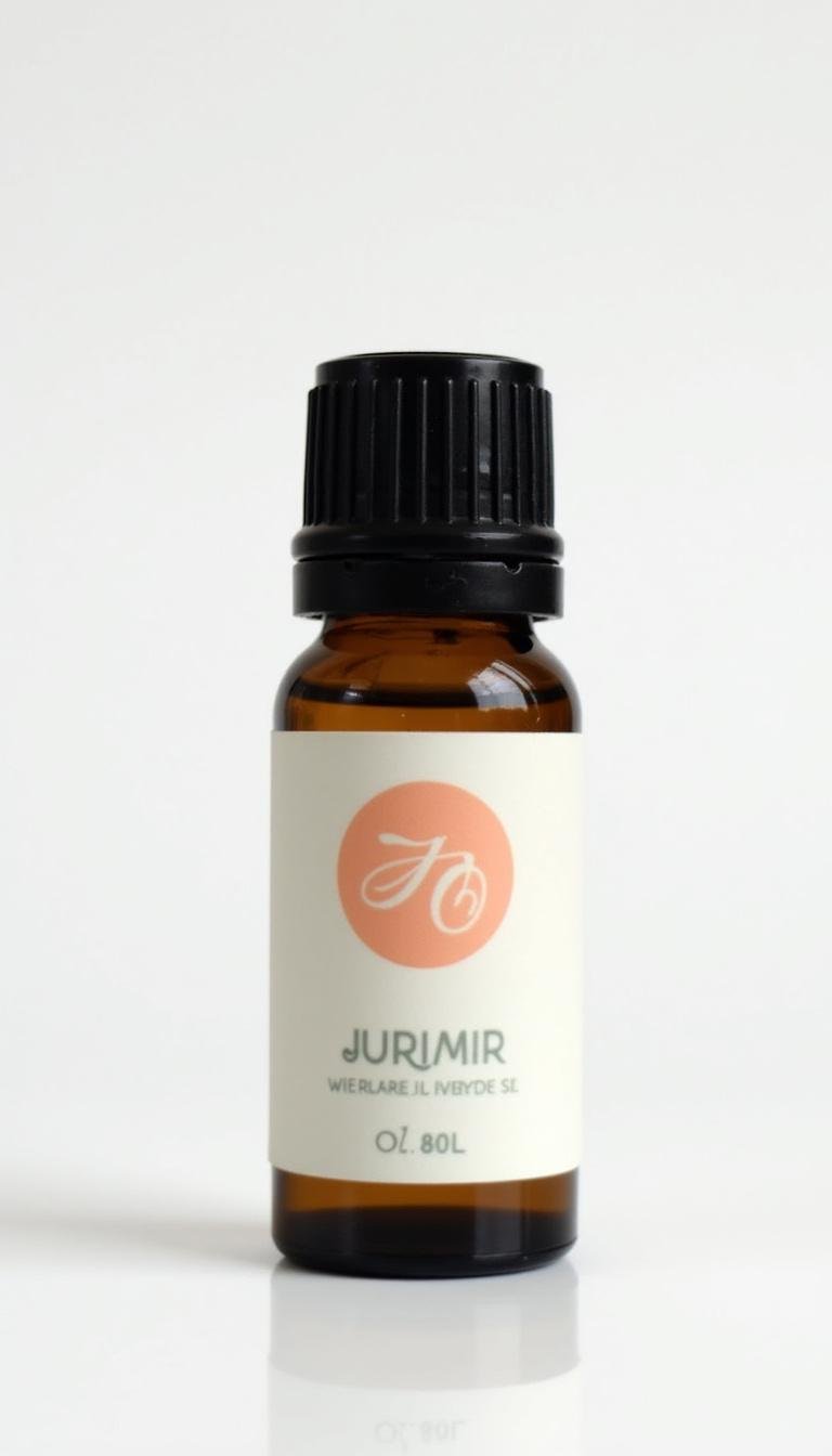 Finished homemade allergy relief roller bottle ready for use, placed on a plain background