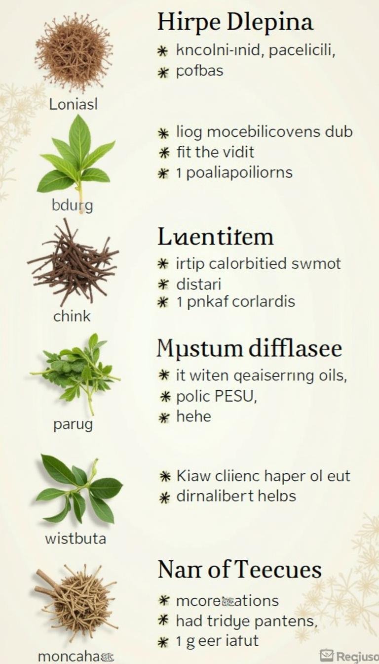 Infographic of diffuser blend recipes with herbs and essential oils