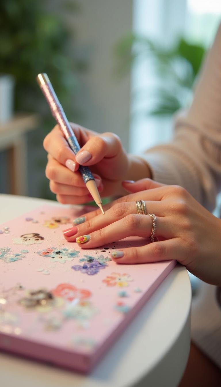 Summer-inspired nail art featuring pastel colors and floral patterns, trendy for 2025