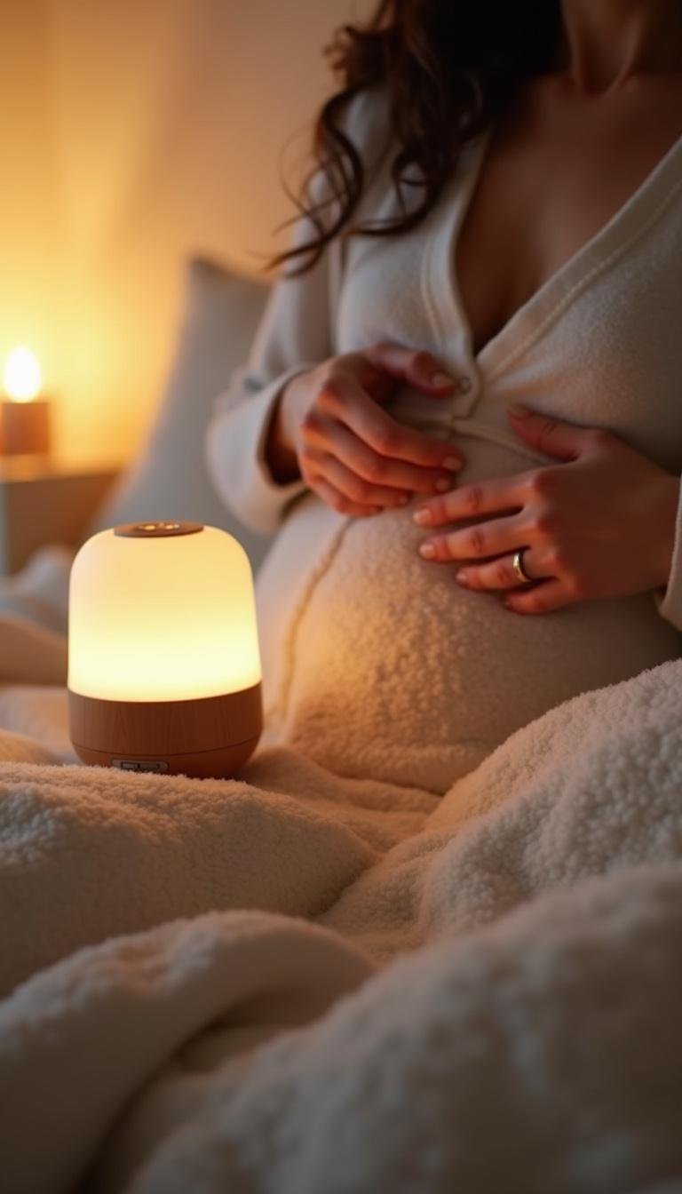 Person using essential oils like lavender and tea tree for cold relief in a cozy home setting