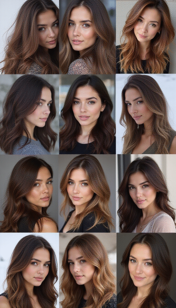 A stylish woman with medium-length, voluminous thick hair styled in soft waves, standing outdoors against a backdrop of greenery, with a bright, natural lighting highlighting her textured hair and fashionable outfit.