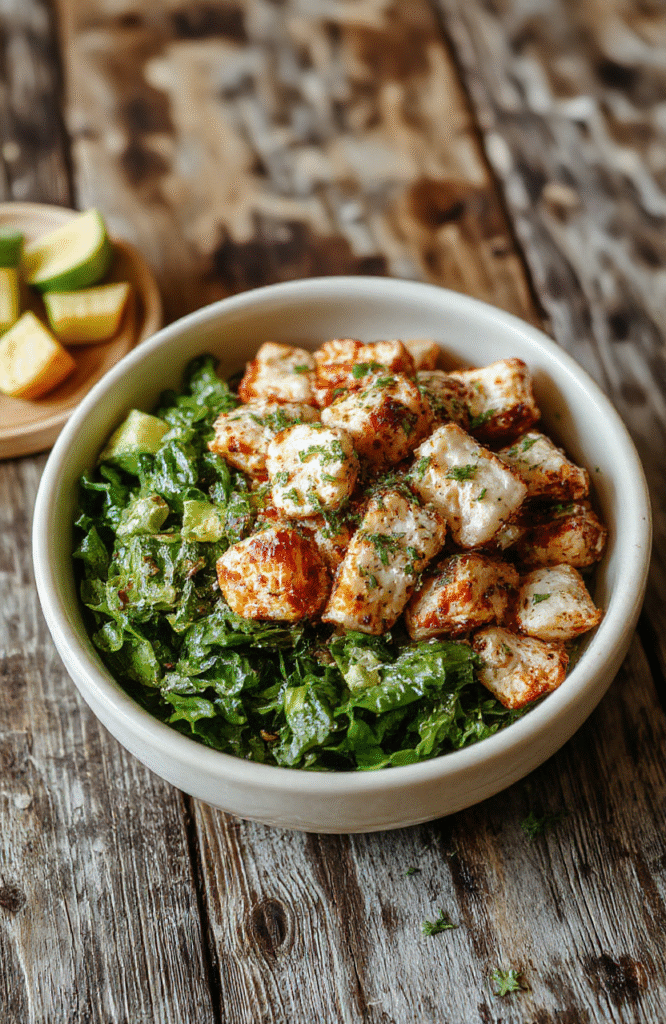 Colorful Greek chicken bowls featuring grilled chicken, fresh cucumber, cherry tomatoes, red onion, Kalamata olives, feta cheese, and a drizzle of tzatziki sauce on a white plate, styled simply with a sprig of fresh herbs, vibrant colors, and textures highlighting freshness and Mediterranean flavor.