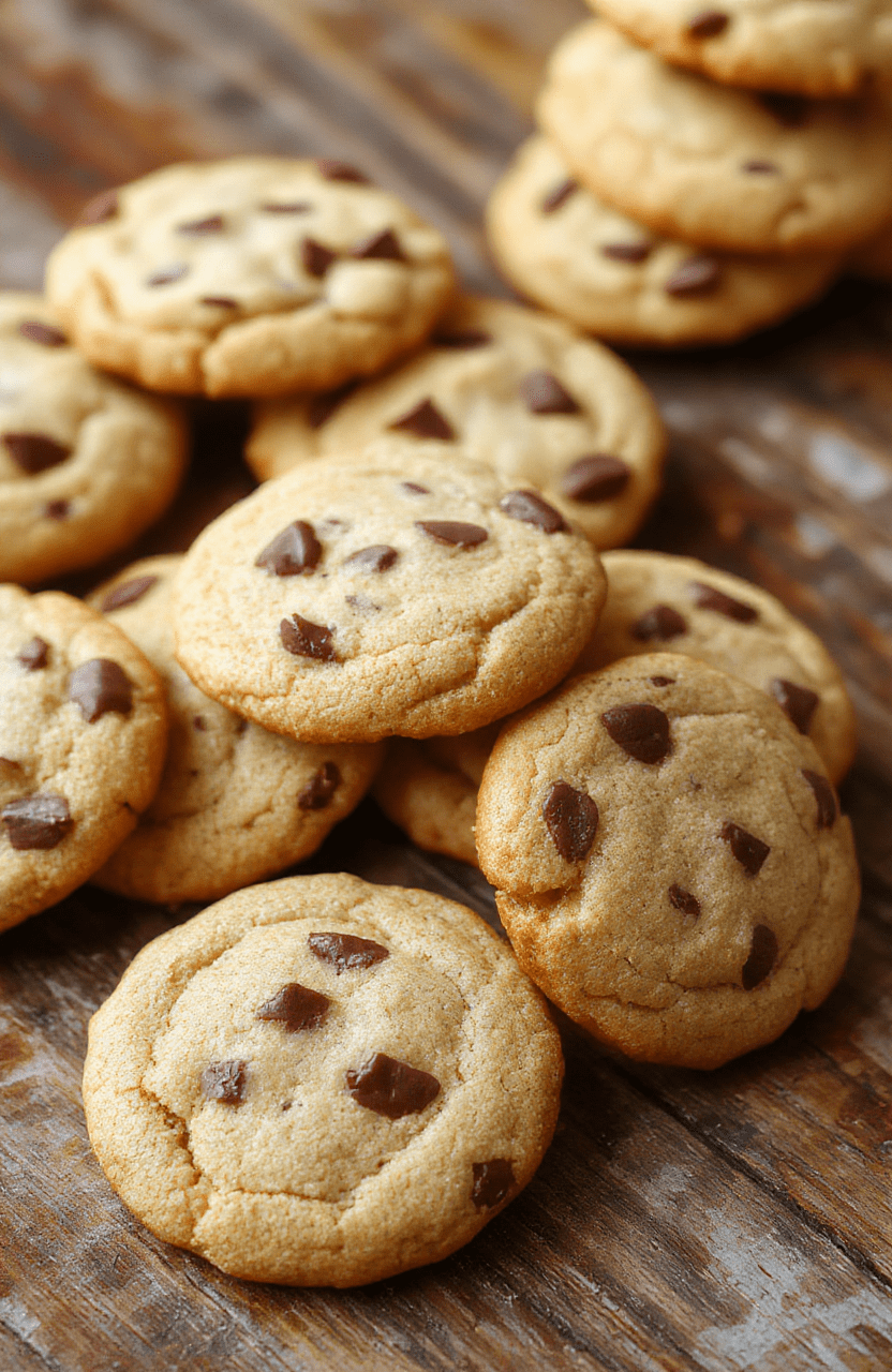 A close-up of golden brown cowboy cookies with chocolate chips and nuts, arranged on a rustic wooden platter, with a few cookies stacked and some broken to show melting chocolate, styled casually with a soft focus background and natural light.